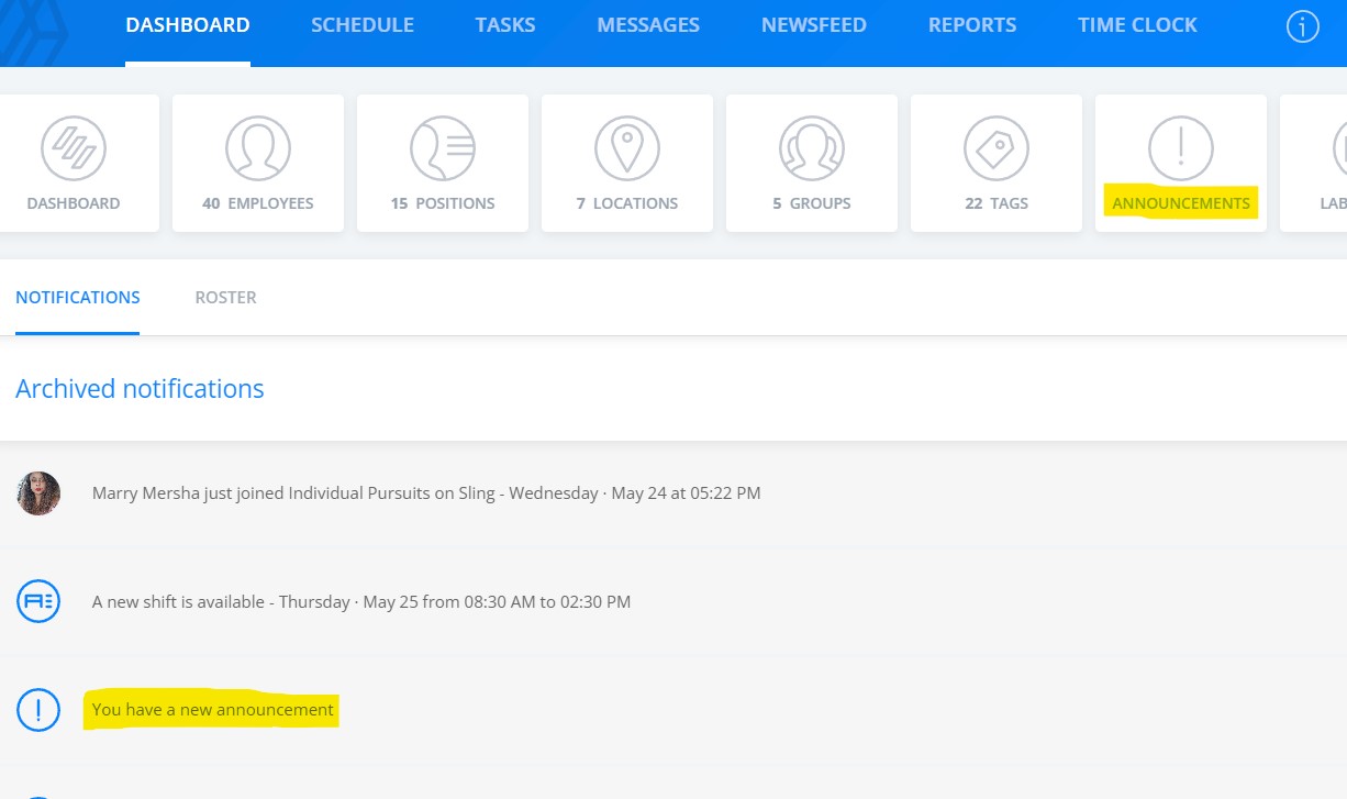 Viewing the schedule in the web app