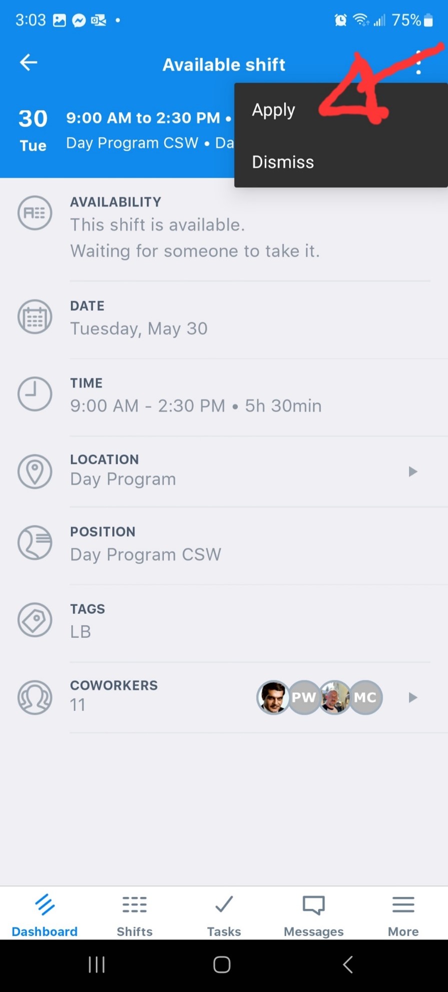 Shift details