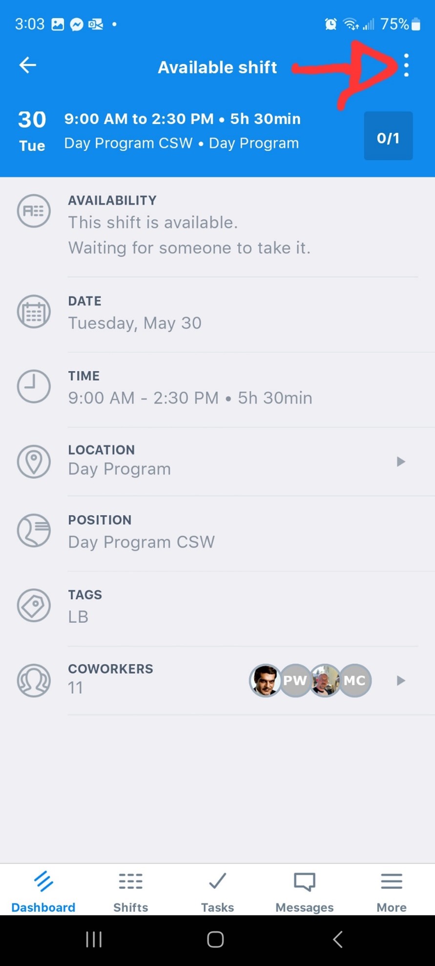 Shift details