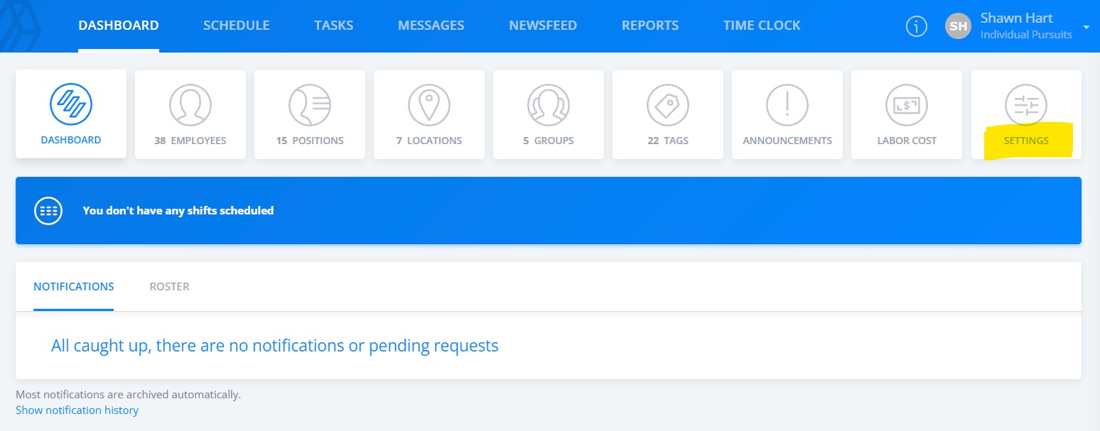 Sling dashboard